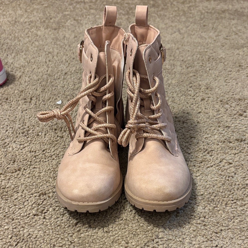 The Children’s Place Blush Pink Lace-Up Combat Boots
